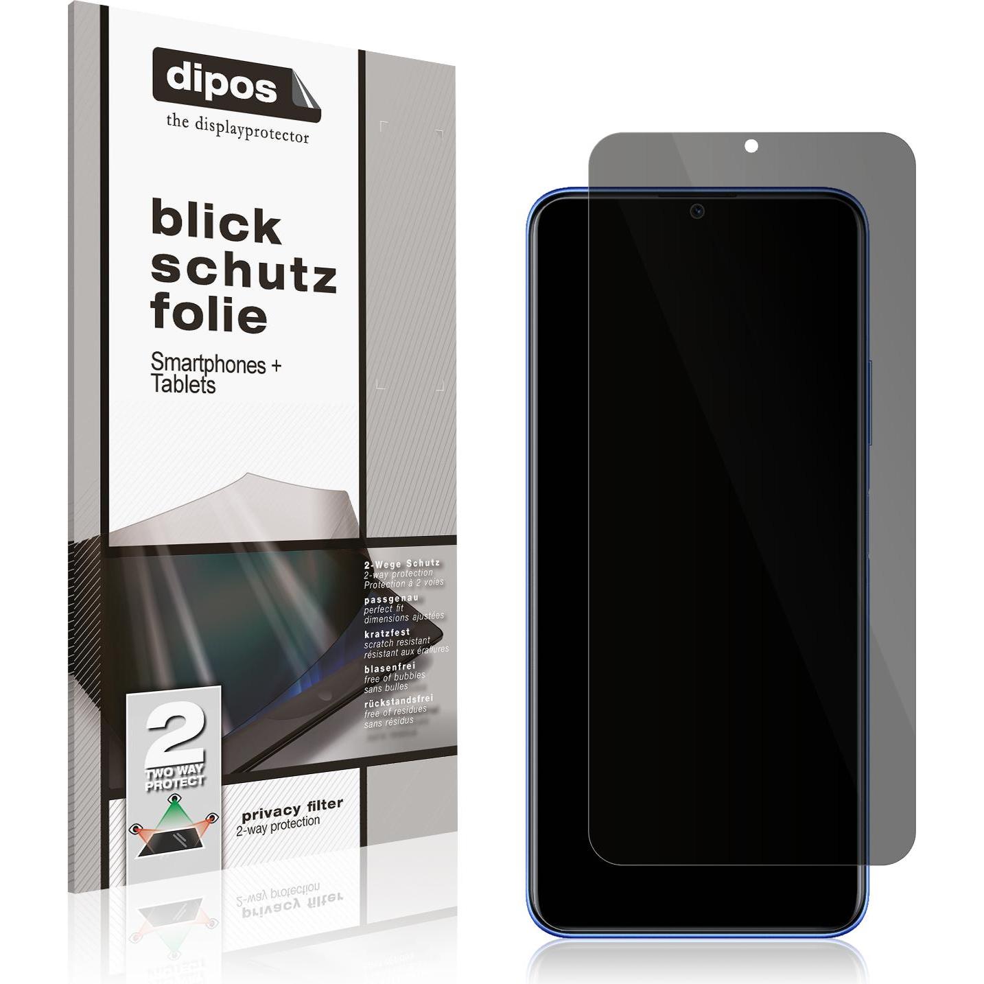 Dipos Blickschutzfolie 2-Way Anti-Shock (2 Stück, Huawei Nova Y70), Smartphone Schutzfolie, Transparent
