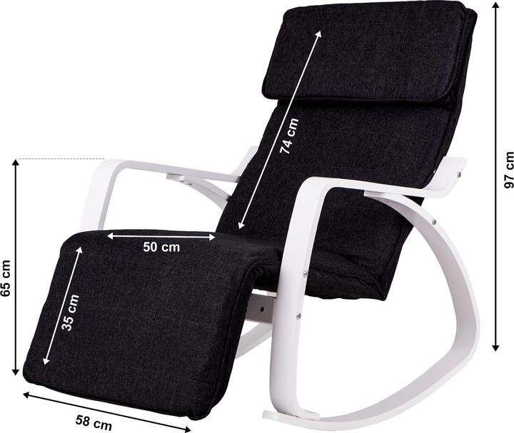 Produktbild Modernhome Rocking chair with adjustable footrest, white frame