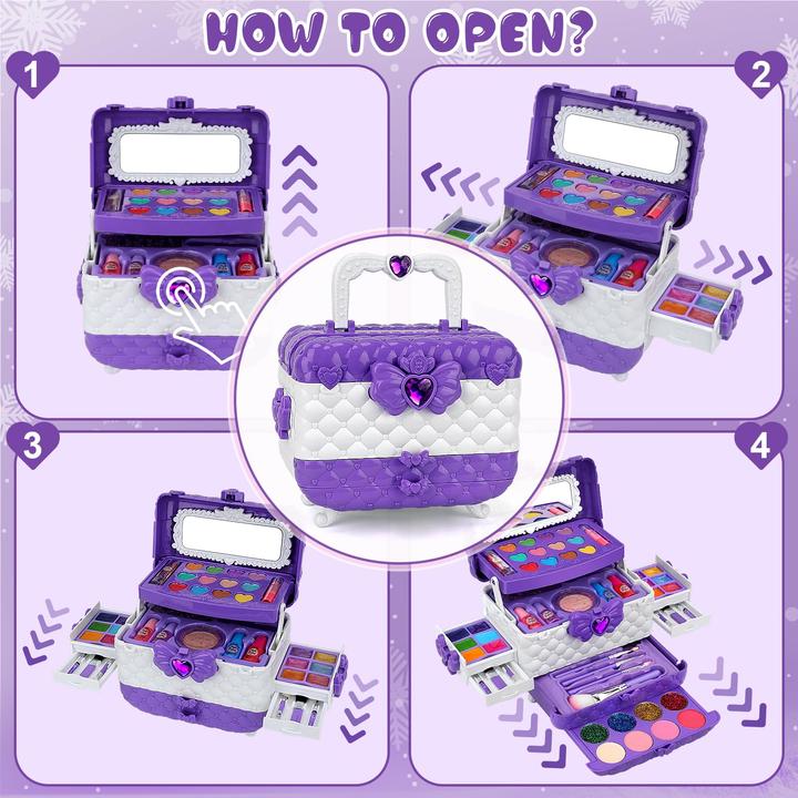 Actual product image Activity Board Make-up case, 54PCS Washable children's make-up set