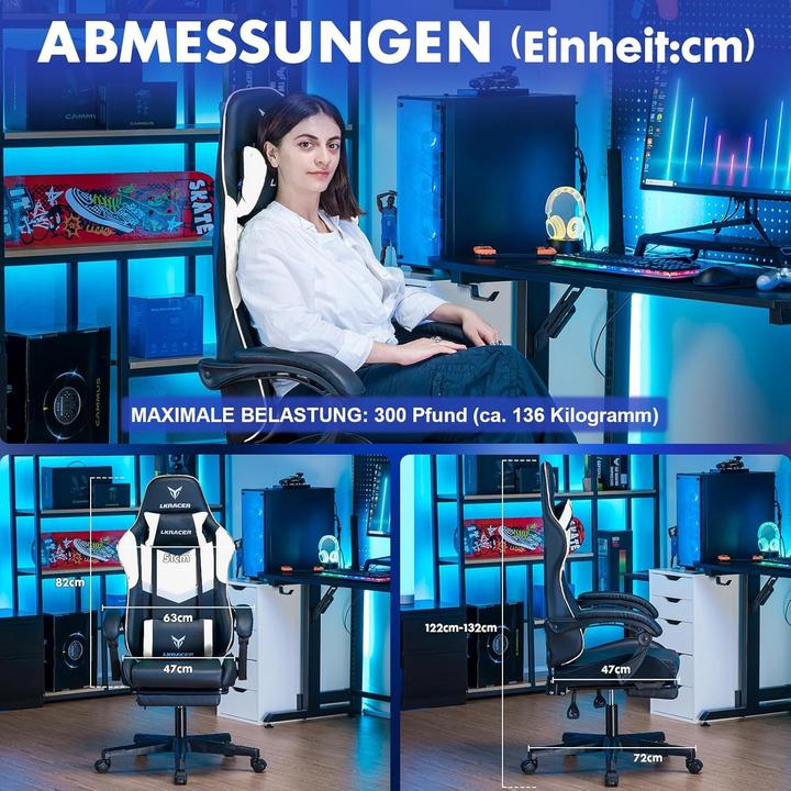 Actual product image Luckracer Ergonomic Gaming Chair with Adjustable Lumbar Support and Footrest