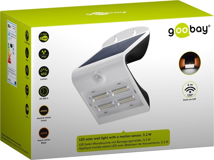 Image du produit Goobay Applique solaire à LED (400 lm, IP65)