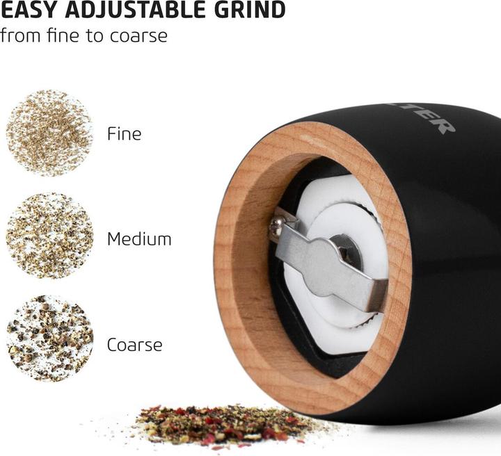 Actual product image Salter 7613 BKXRA Gloss Salt and Pepper Mills Black (Pepper, Salt, Various spices)