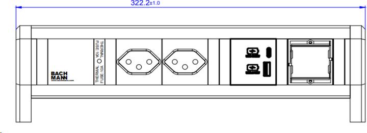 Image du produit Bachmann Multiprise de table DESK 1, 2x T13, 1x USB A/C, 1x Custom (2 x, Type 13, USB-A, USB-C)