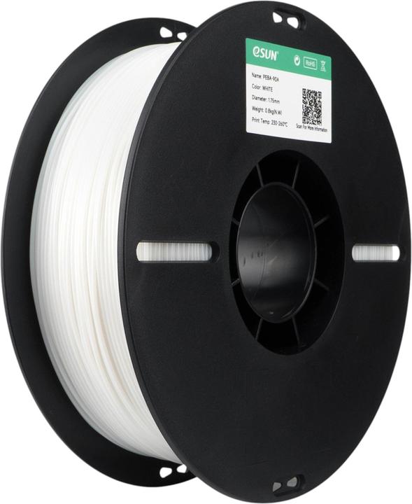 Produktbild eSUN Filament PEBA 90A Weiss 1.75 mm 1 kg (PEBA, 1.75 mm, 1000 g)