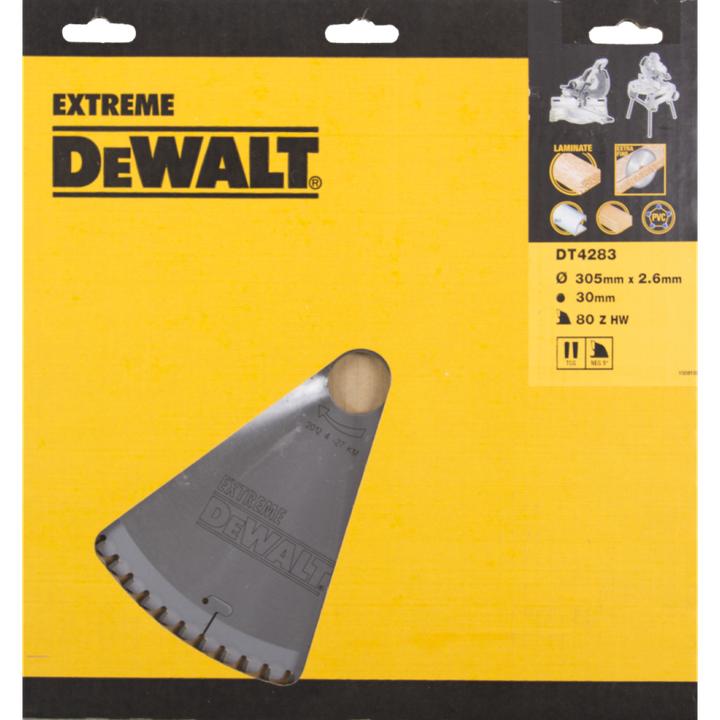 Actual product image DeWalt EXTREME ® stationary circular saw blade DT4283inesFinish (veneers. aluminum and plastics).