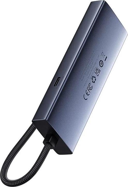 Immagine prodotto Baseus Hub UltraJoy Series Lite a 4 porte (da USB a USB 3.0*3 RJ45*1 USB-C 5V) (grigio) (USB-C, 4 porte)