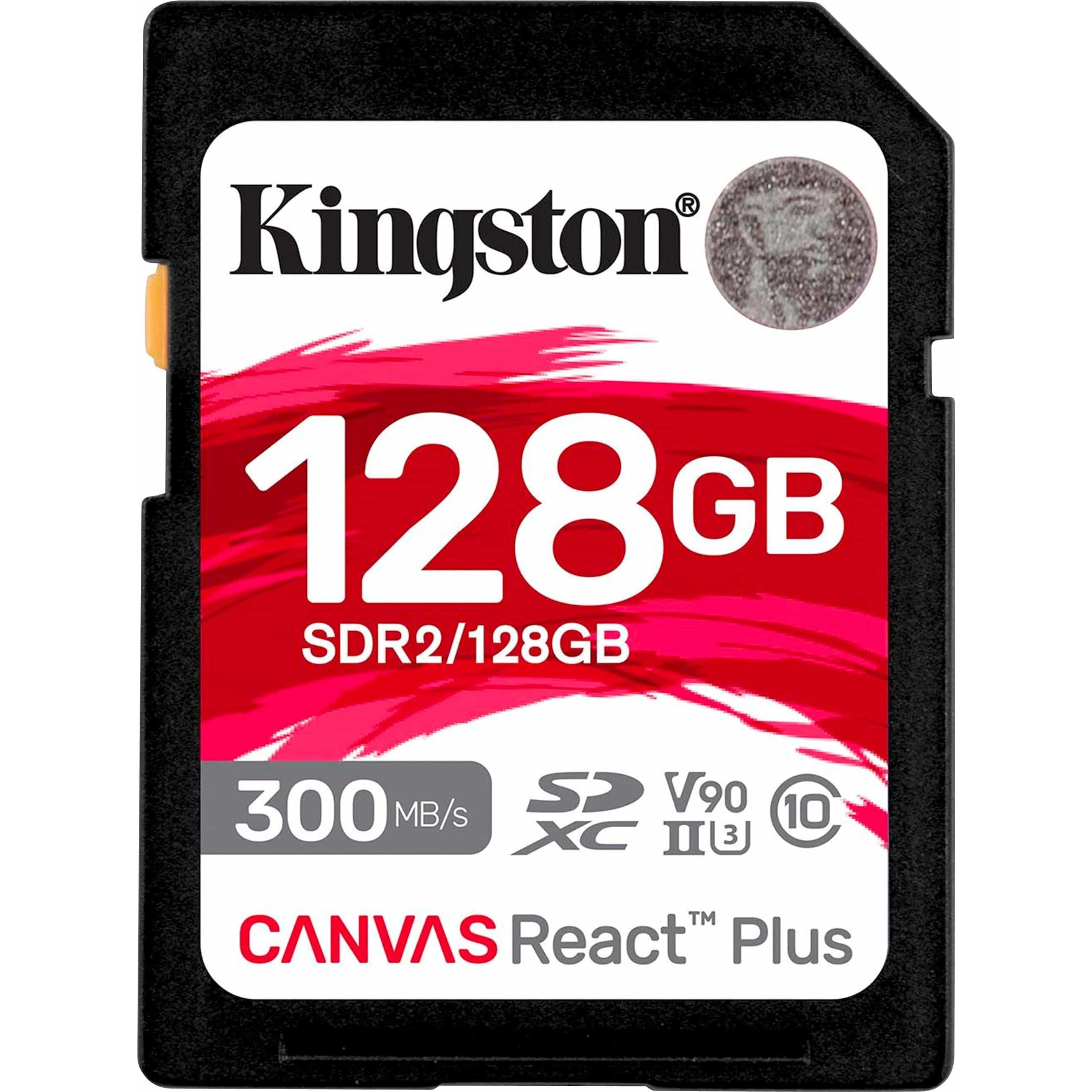 Kingston Canvas React Plus SDXC (128 GB, SDXC, U3, UHS-II), Speicherkarte, Schwarz
