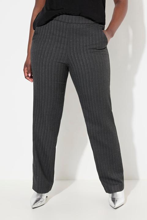 Immagine prodotto Ulla Popken Pantaloni con design a spina di pesce, taglio della gamba ampio e cintura comoda (52)