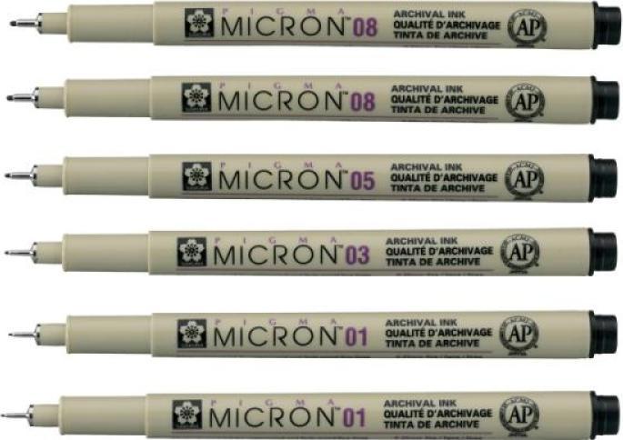 Produktbild Sakura Zentangle Pigma Micron Fineliner (Schwarz, 6 x)