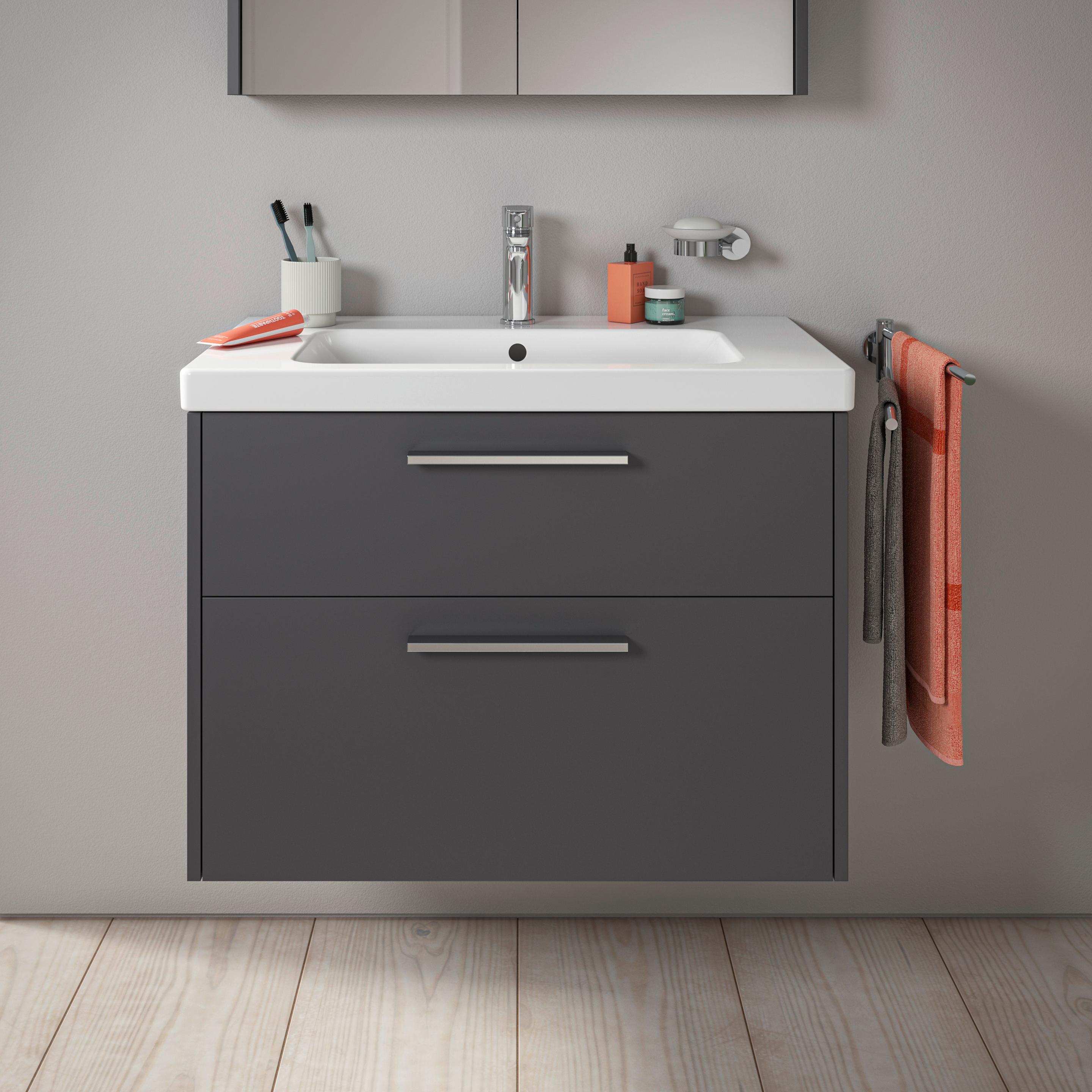 Thumbnail - Duravit, Waschbeckenunterschrank, D-Code Waschtischunterbau, 1 Auszug, 784x460mm, Siphonausschnitt, mit Griff
