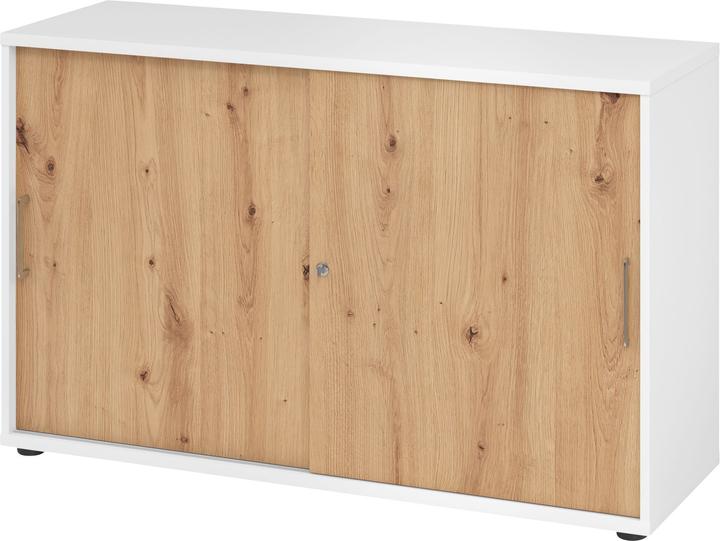 Hammerbacher Armoire à portes coulissantes 2OH 120cm BS blanc/chêne rouvre
