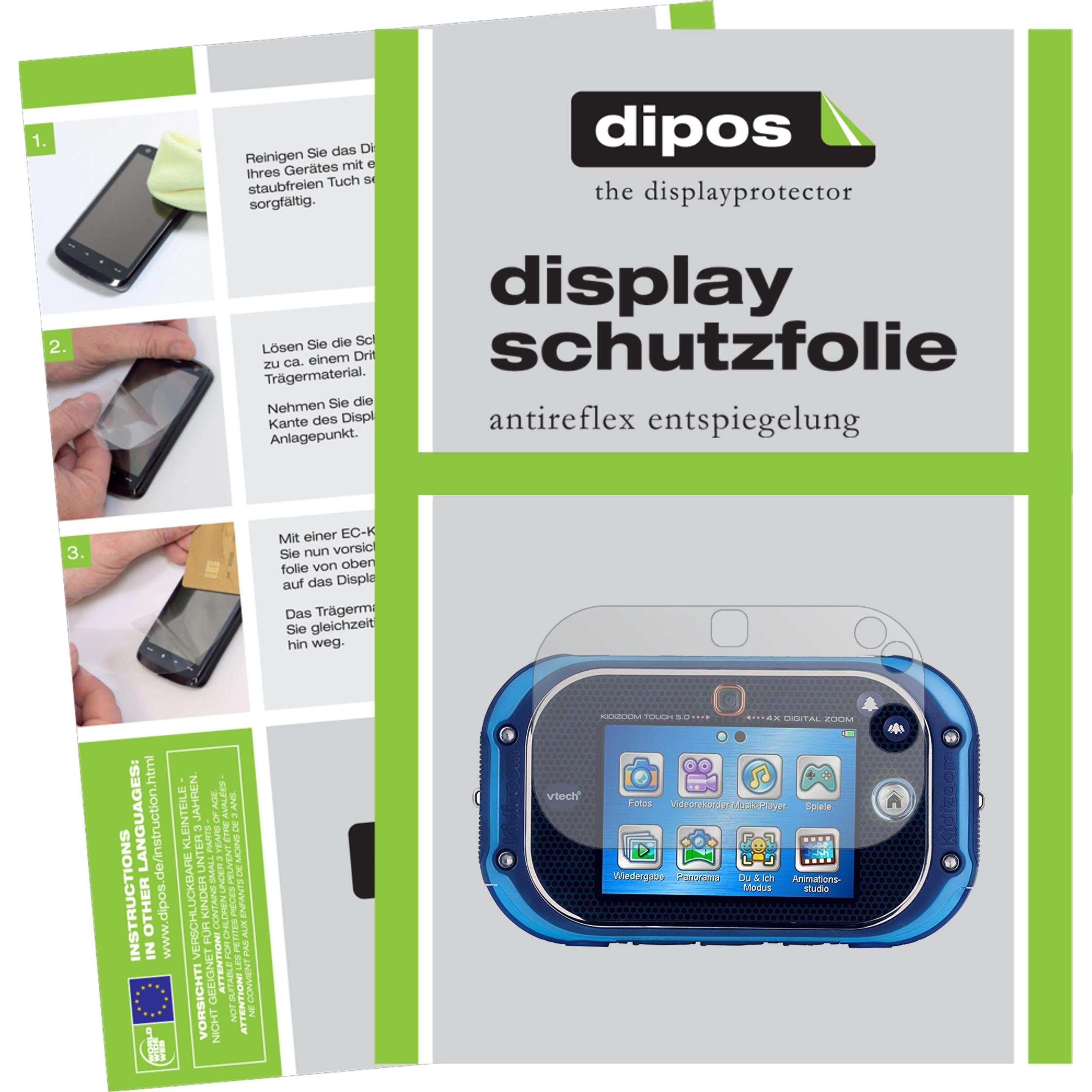 Dipos Displayschutzfolie Antireflex (Displayschutz, Vtech Kidizoom Touch 5.0), Kameraschutz, Transparent