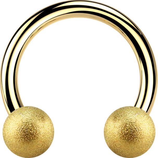 Actual product image Star Piercing Micro Circular Barbell gold-plated with two speckled balls (without brass, Surgical steel 316L)