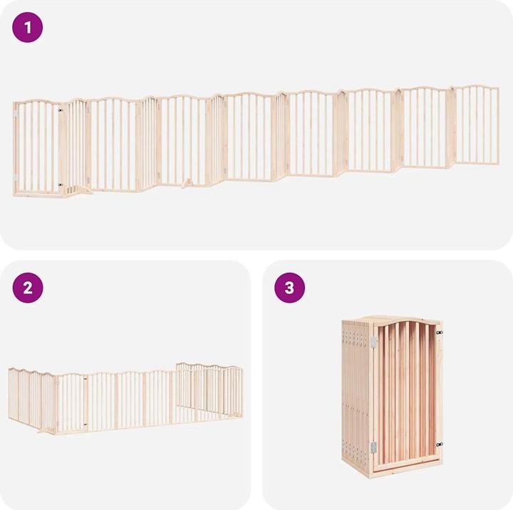 Produktbild vidaXL Hundetor mit Tür Faltbar Absperrgitter Hunde Schutzgitter 9-tlg. Holz (50 cm)