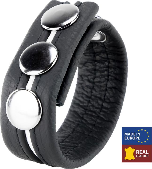 Productafbeelding Red Leather Adjustable Leather Cockring - White (5.50 cm)