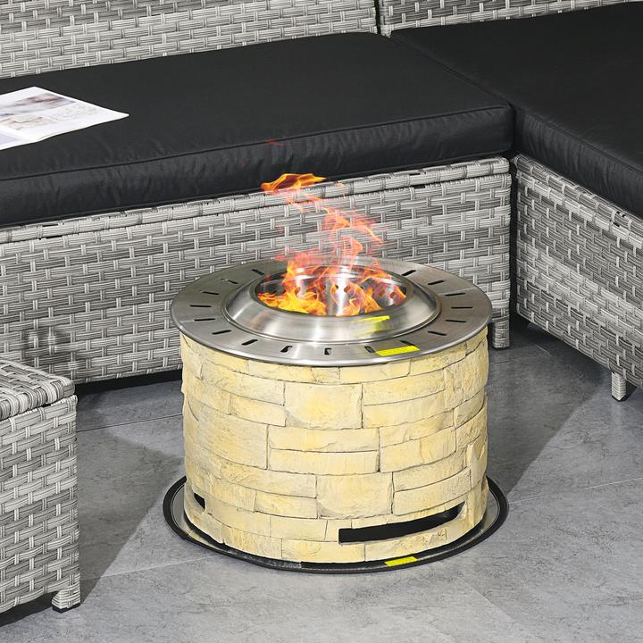 Produktbild Outsunny Feuerschale mit Bodenschutzmatte und Belüftungsöffnung am Boden (52 cm)