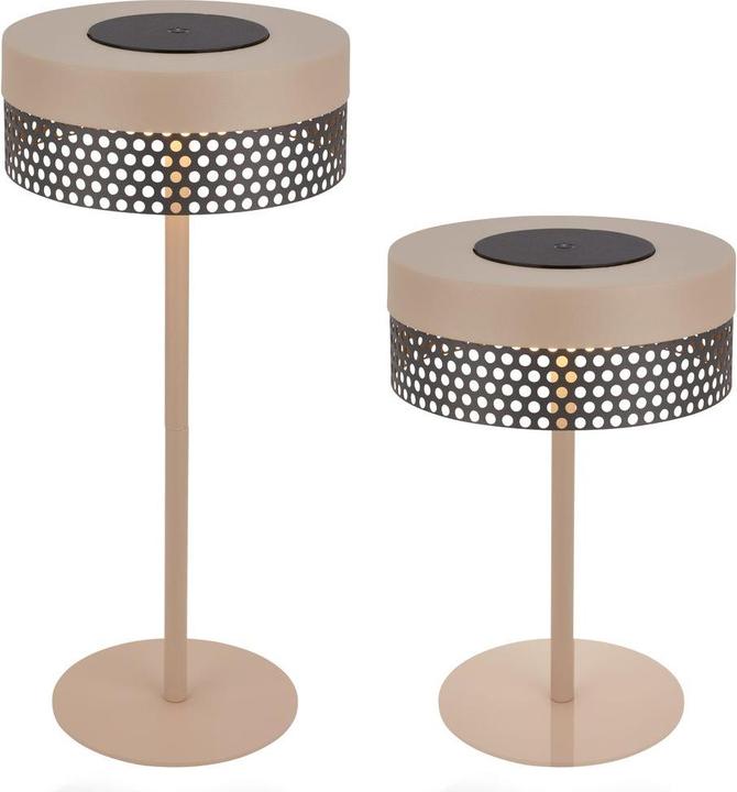 Image du produit Briloner Brilo unplugged BOOHA Akku Tischleuchte mit Lochblech - Beige, Anthrazit (300 lm)