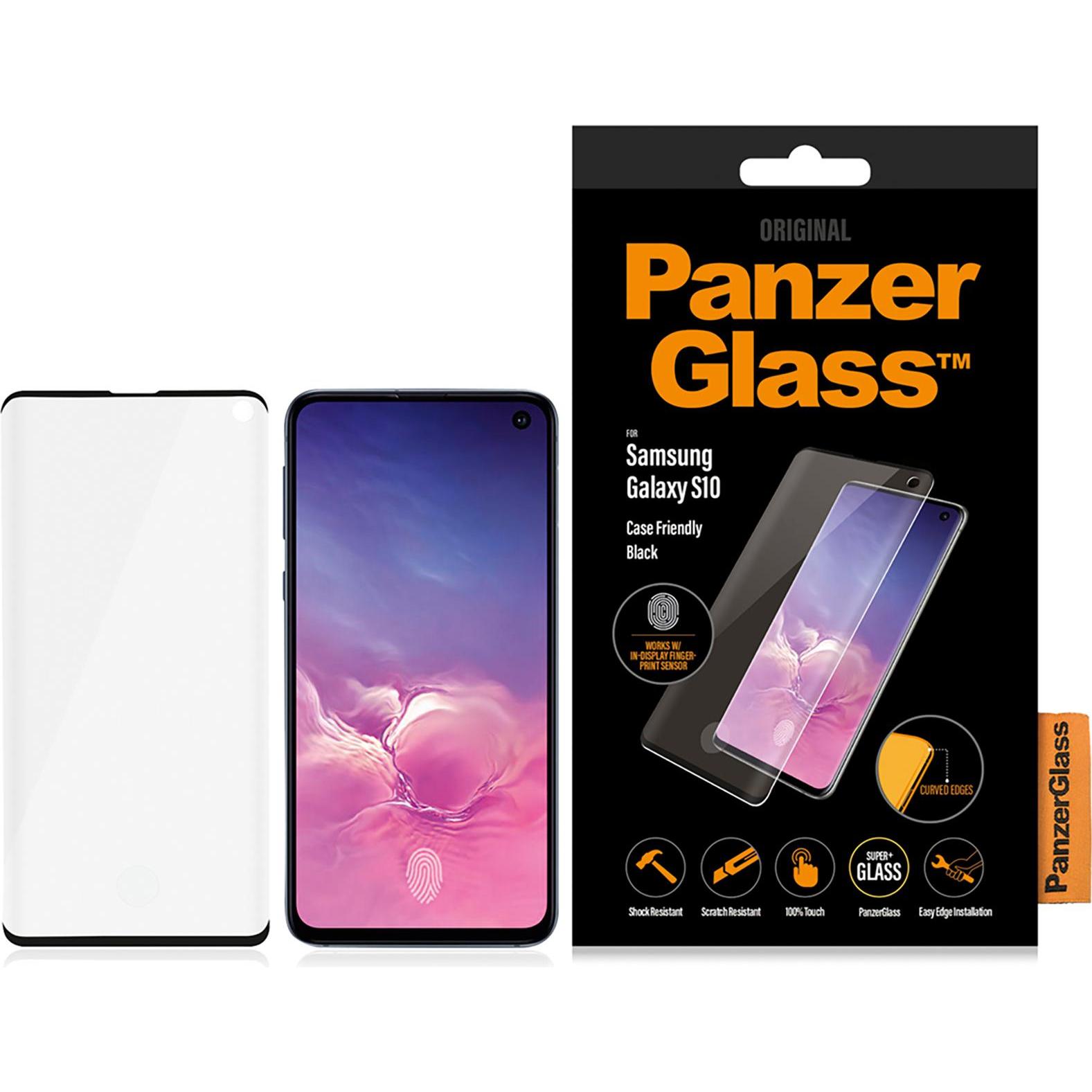 PanzerGlass Case Friendly (1 Stück, Samsung Galaxy S10), Smartphone Schutzfolie, Schwarz