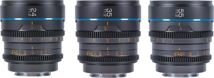 Image du produit Sirui Nightwalker 24 35+55mm T1.2 S35 MF Cine Lens Bundle X-Mount (Fujifilm X, APS-C / DX)