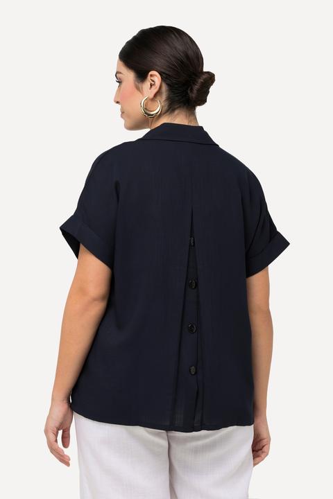 Actual product image Ulla Popken Button Accent Back Short Sleeve Blouse (58, 60)