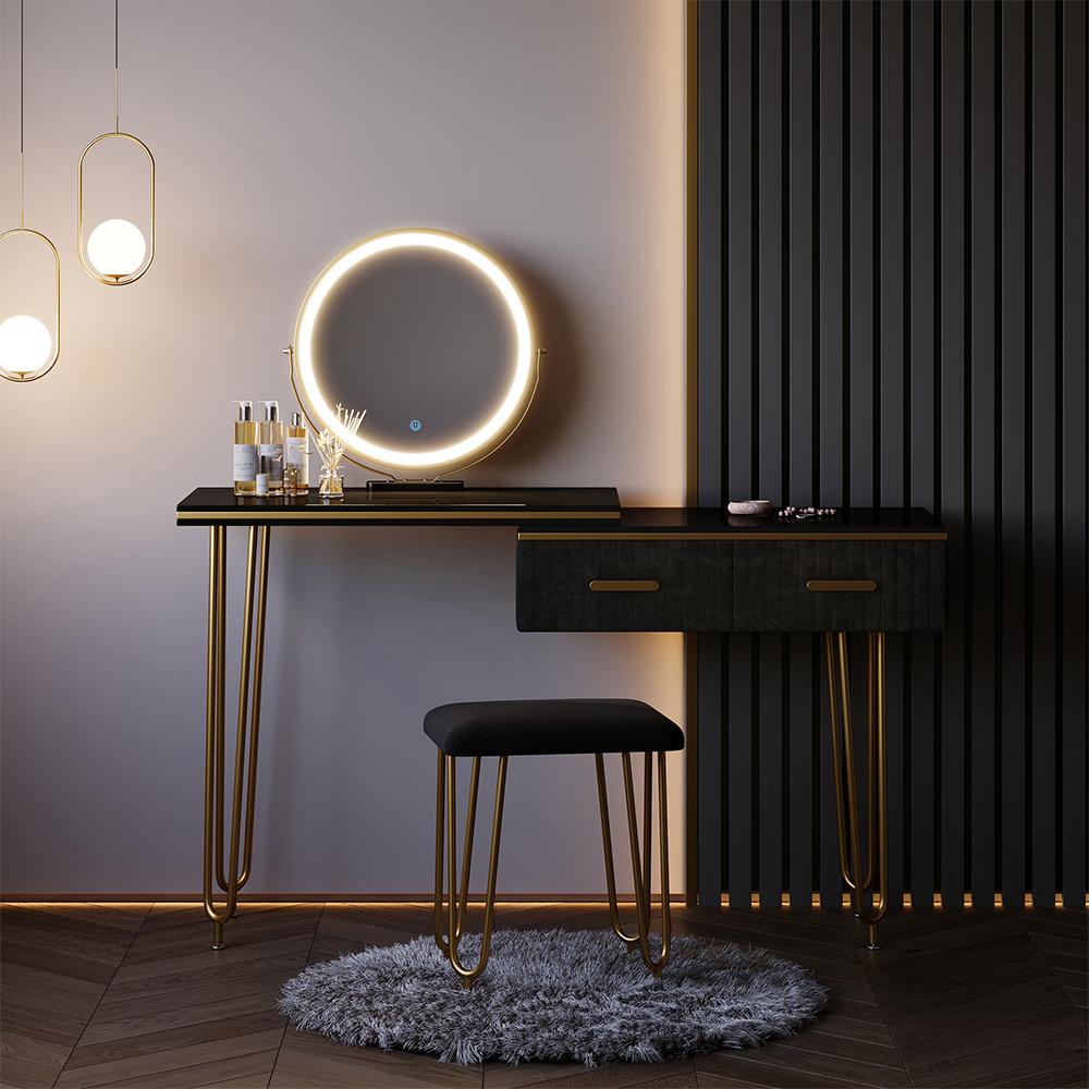 Thumbnail - Vicco, Schminktisch, Zoey mit Hocker und Beleuchtung (120 x 37 x 76 cm)