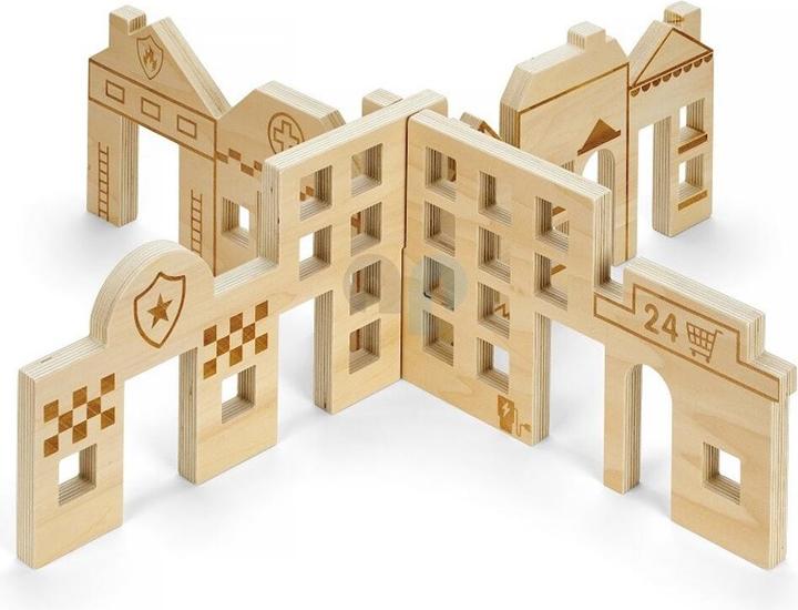 Actual product image TickiT Slot-together wooden play city scene