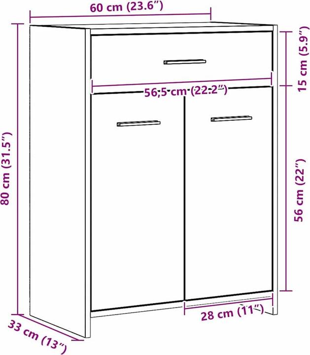 Produktbild vidaXL Badezimmerschrank (33 x 60 x 80 cm)