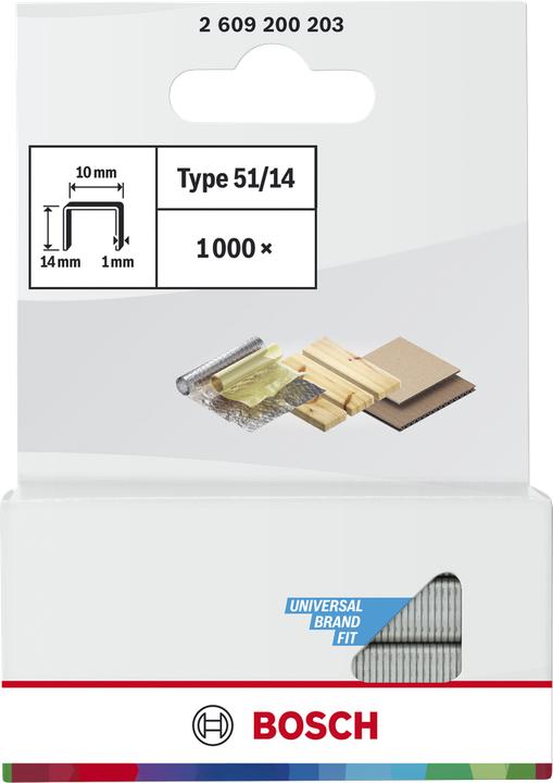 Produktbild Bosch Professional Zubehör Flachdrahtklammer Typ 51, 10 x 1 x 14 mm