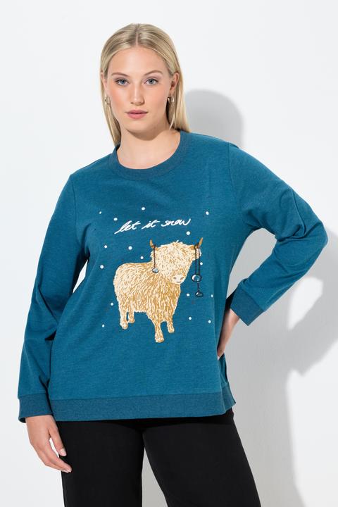 Produktbild Ulla Popken Sweatshirt, Let it Snow, Pailletten, Rundhals, Langarm (62)