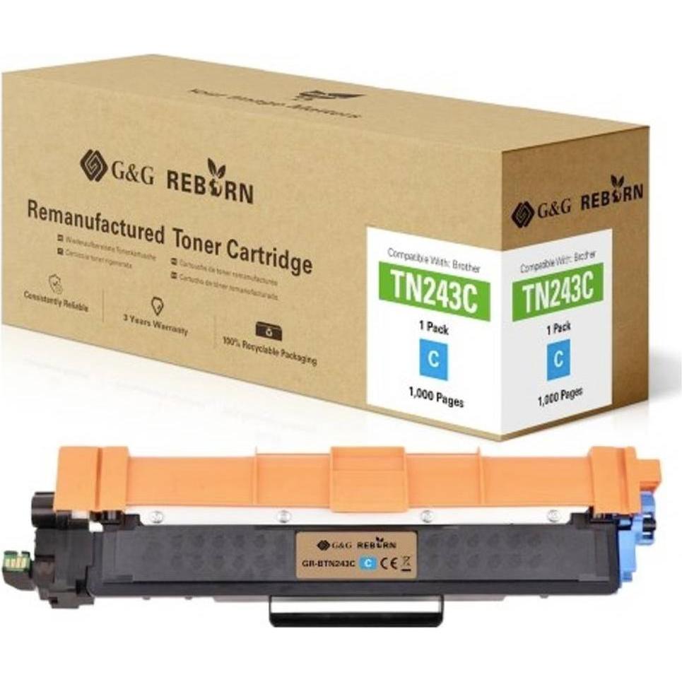 G&G, Toner, Toner ersetzt Brother TN-243C Kompatibel Cyan 1000 Seiten Reborn remanufact