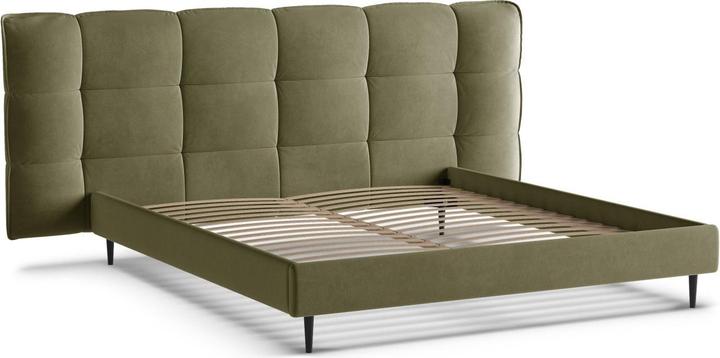 Actual product image Micadoni Velvet Storage Bed With Headboard, "Eric", Light Green, 220x270x114 Made in Europe (180 x 200 cm)