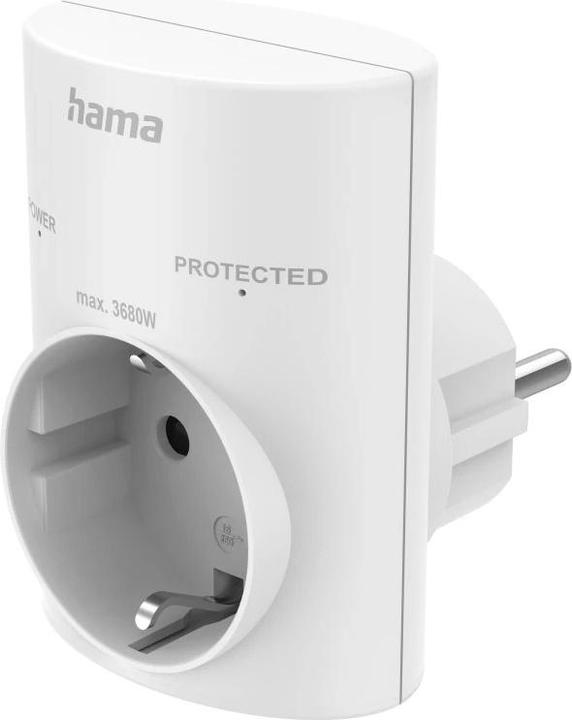 Immagine prodotto Hama Steckdosenadapter, Schutzkontakt, Überspannungsschutz, Netzspannung, Weiss (1 x, CEE 7/3)
