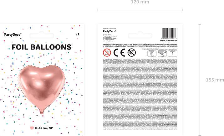 Produktbild Partydeco Herzballon Rosegold 45cm (1 x)