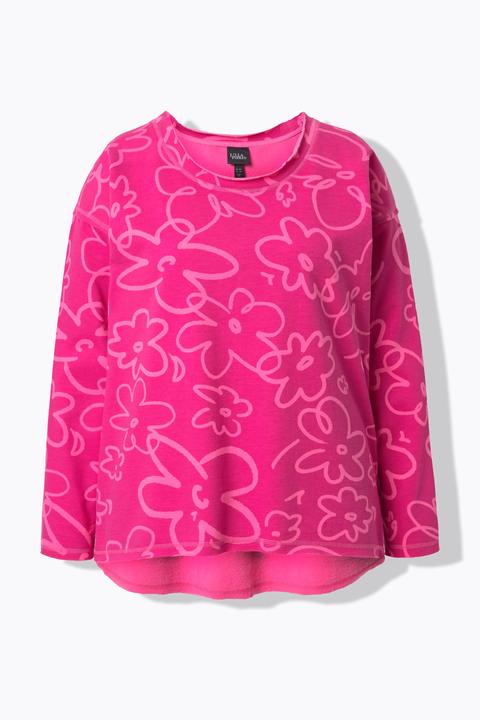 Produktbild Ulla Popken Sweatshirt, Blüten, Rundhals, Langarm, Rollkanten (60)