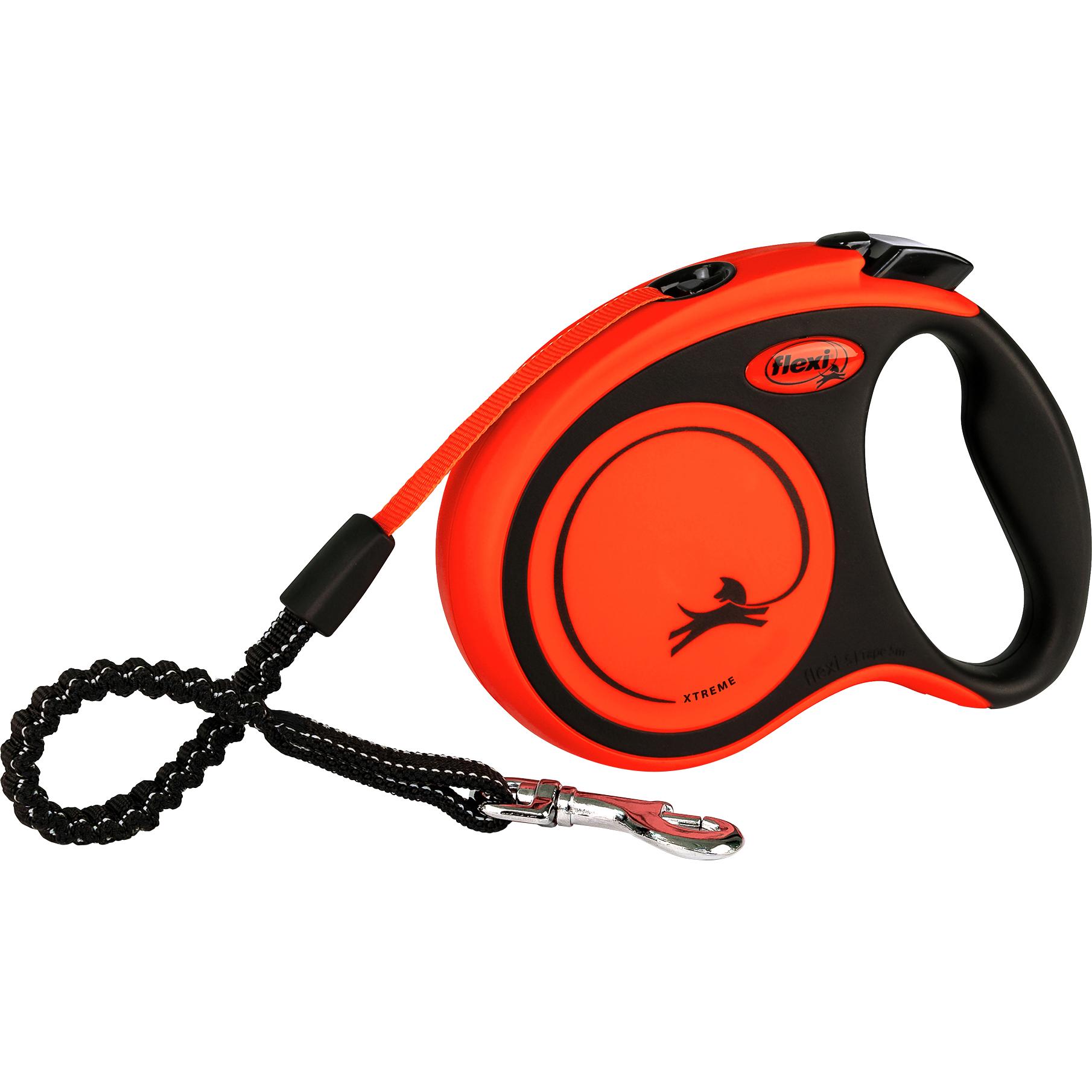Laisse-sangle flexi Xtreme orange, 5m pour chien - taille S : jusqu'à 20kg