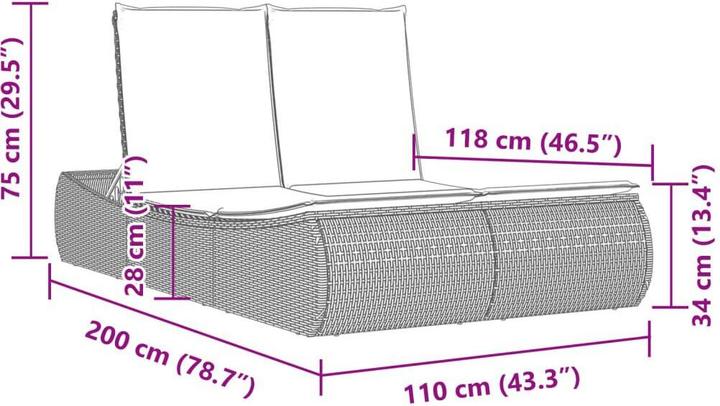 Produktbild vidaXL Doppel-Sonnenliege (200 cm)