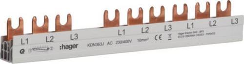 Produktbild Hager Phasenschiene 3pol. Gabel 10mm² 63A