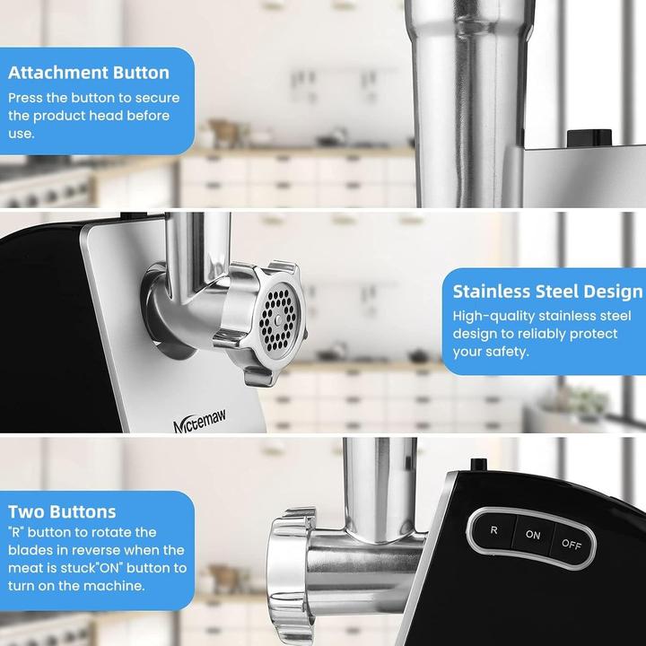 Actual product image Coocheer Electric Meat Grinder, 2000W, Sausage Stuffer, Pastry Extruder, Kibbe Maker, 3 Grinding Plates