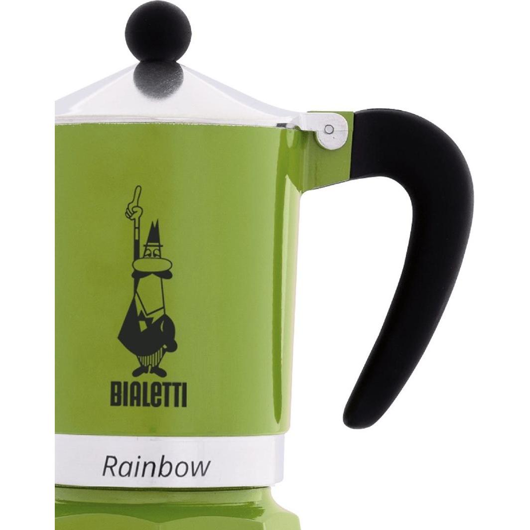 Bialetti Verde Rainbow Aluminium, Thermoplast, Caffettiera Moka,