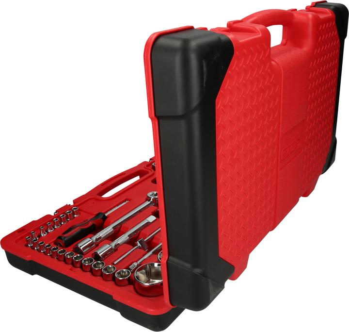 Produktbild KS Tools 1/4" + 1/2" CHROMEplus Steckschlüssel-Satz, 110 Teile, Flank Traction (1/4", 1/2")