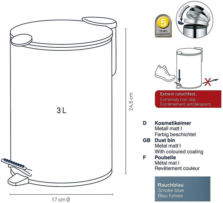 Produktbild Kela Kosmetikeimer Mats rauchblau (3 l)