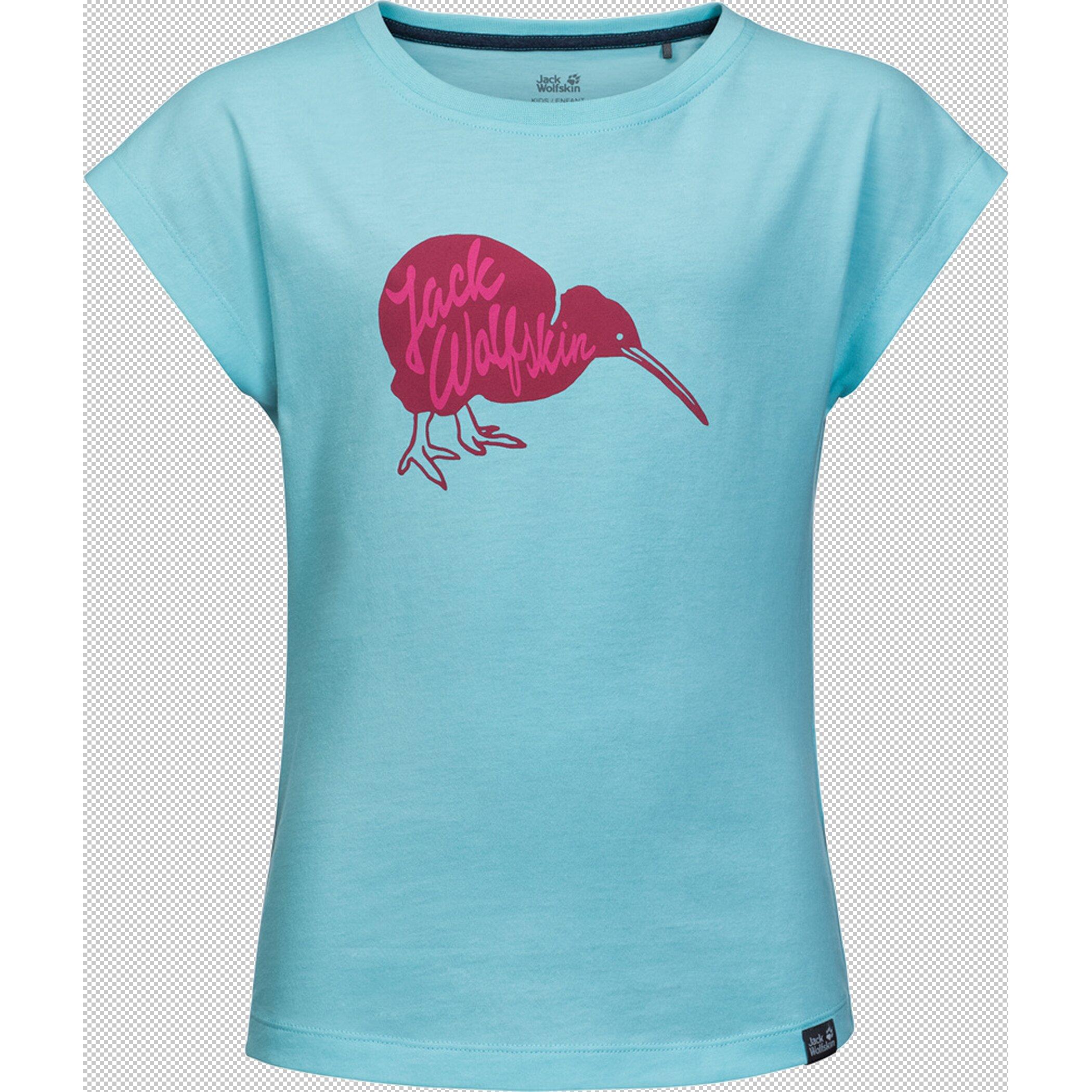Thumbnail - Jack Wolfskin, Unisex, Sportshirt, Brand Tee Girl Kinder T-Shirt kurzarm Shirt Baumwolle (128), Blau, 128