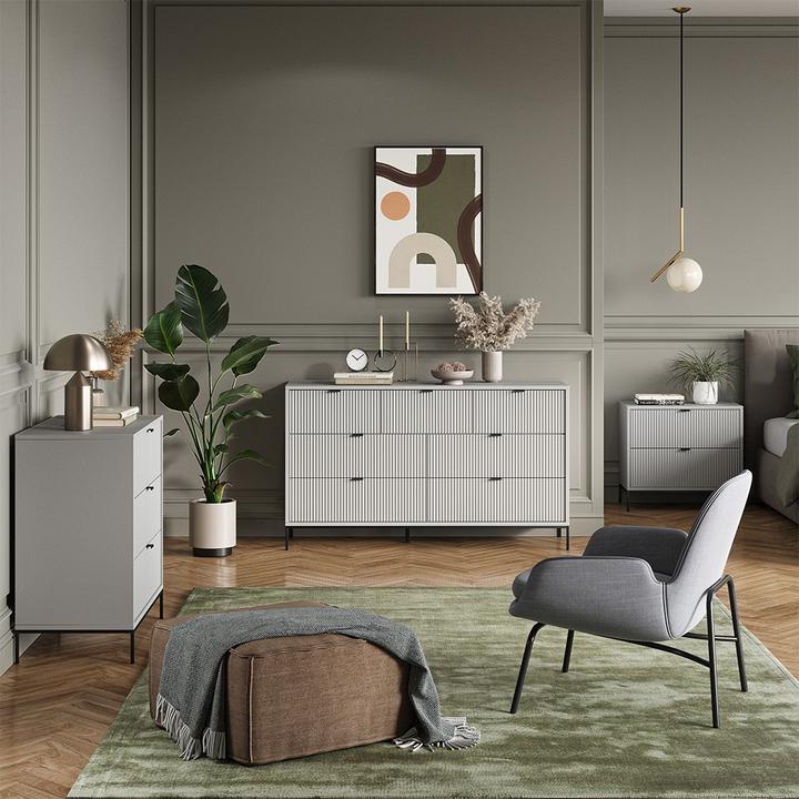 Actual product image Vichy Kommode Eliza, Grau, 120 x 81.2 cm mit 2 Schubladen und 2 Türen