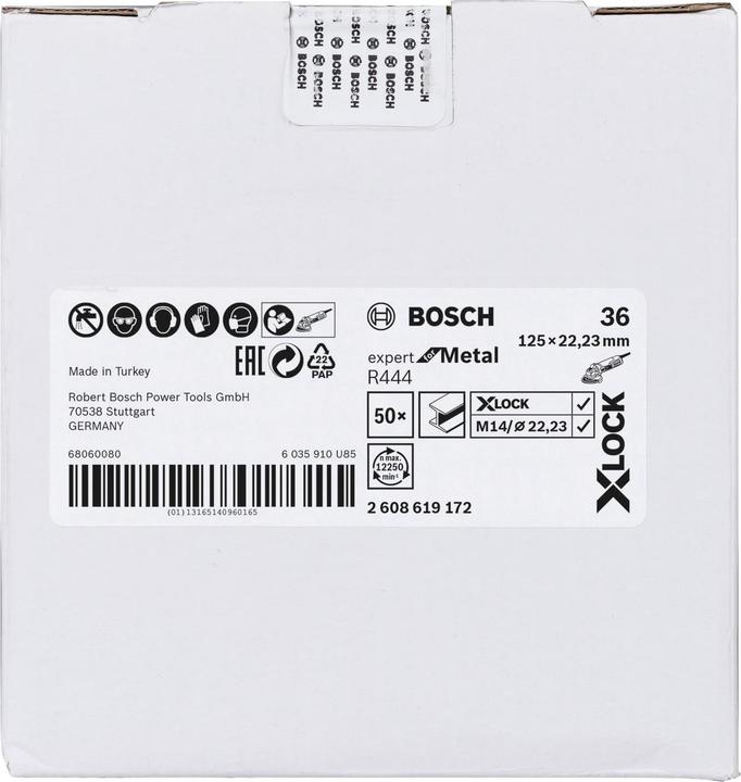 Produktbild Bosch Professional Zubehör X-LOCK Fiberschleifscheibe, Ø125 mm, K 36, R444, Expert for Metal, 1 Stück (36)