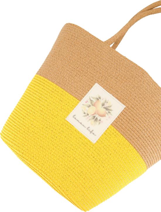 Produktbild Ulla Popken Korbtasche, Zitronen-Patch, Papierstroh, Zipper