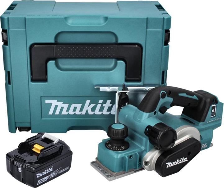 Produktbild Makita DKP 181 G1J Akku Hobel Falzhobel 82 mm 18 V Brushless + 1x Akku 6,0 Ah + Makpac - ohne Ladege