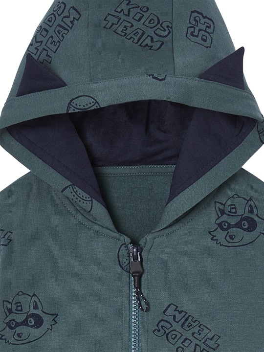 Actual product image Vertbaudet Boys' hooded sweat jacket with ears and recycled polyester (98)