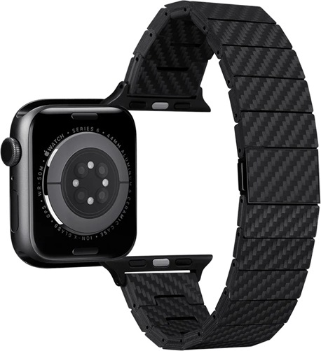 Produktbild Pitaka Gliederarmband aus echtem Carbon Black (1K Karbonfaser, Apple Watch Ultra 2, Ultra)