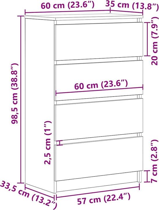 Actual product image VidaXL Peter (60 x 35 x 98.5 cm)
