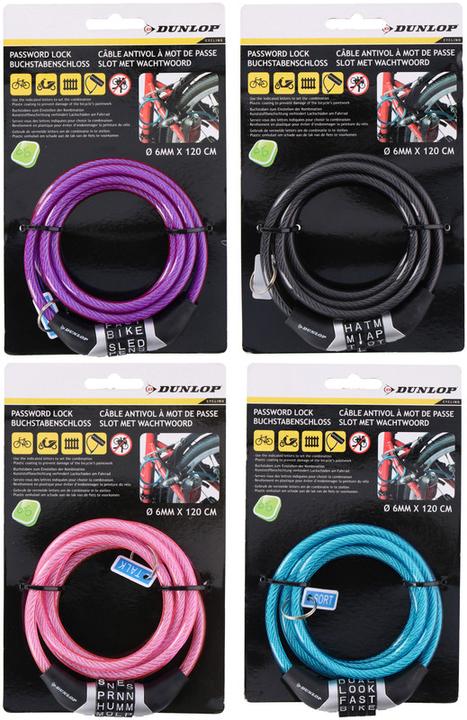 Image du produit Dunlop Antivol vélo avec code alphabétique (120 cm)